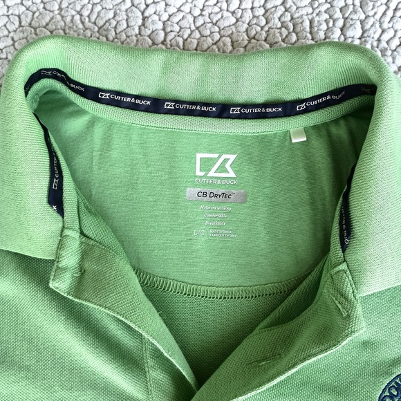 Cutter and Buck Mens Polo Shirt Golf Shirt L Green Button Up Short Sleeve Shirt - Picture 8 of 8